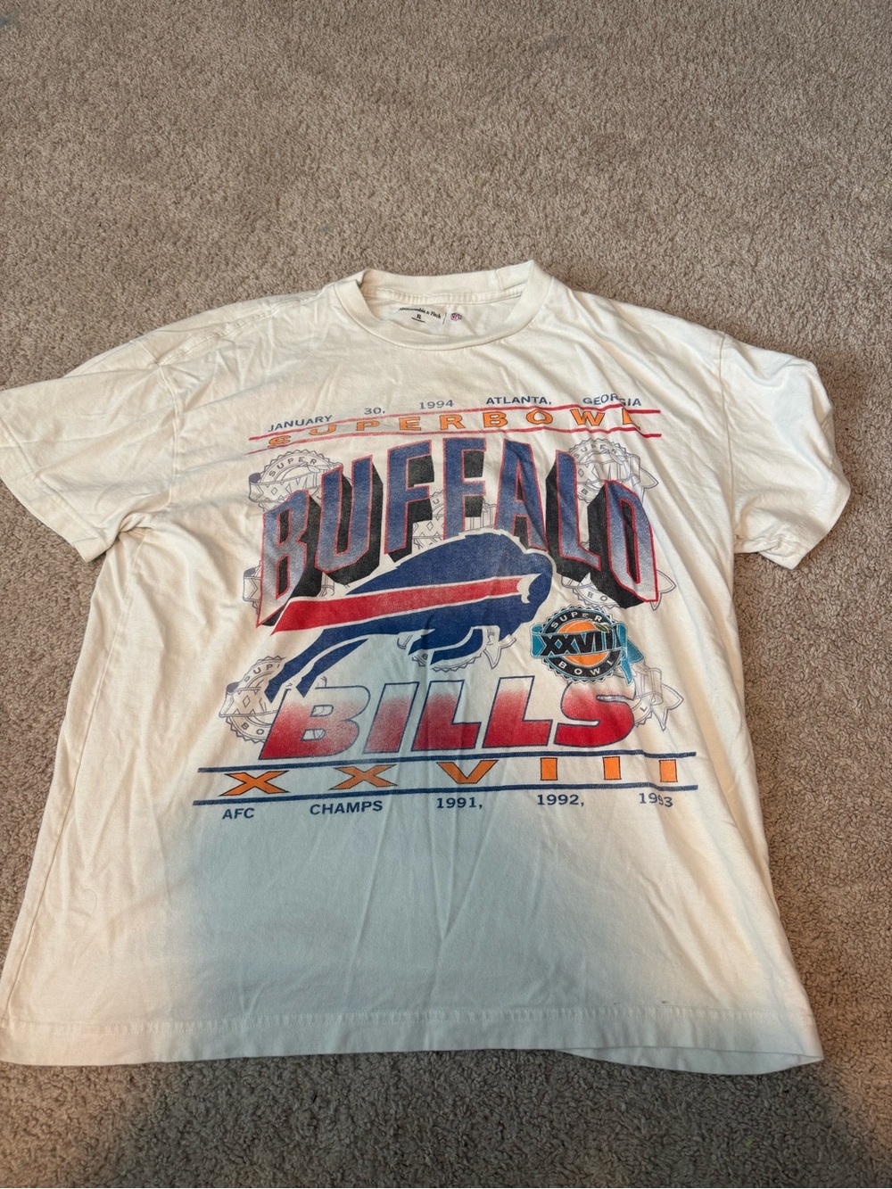 Abercrombie & Fitch White Buffalo Bills Graphic Short Sleeve Tee
